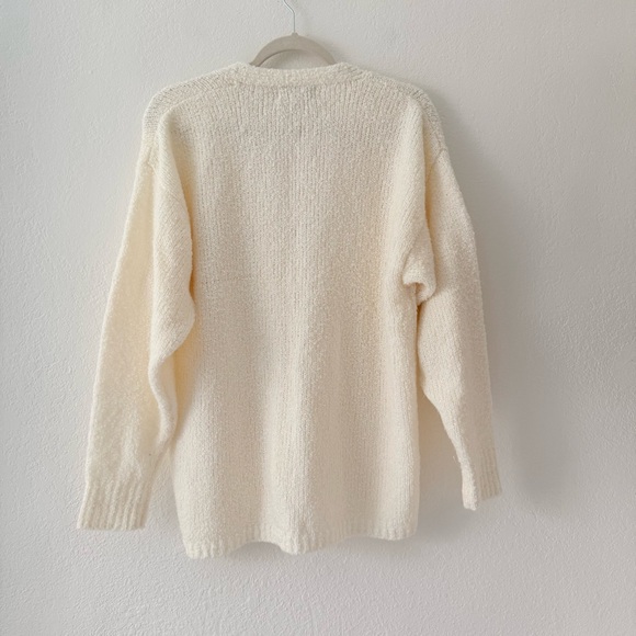 Vintage Partners By Mervyns Knit Cream Button Front Cardigan Sweater Size L - Picture 4 of 11
